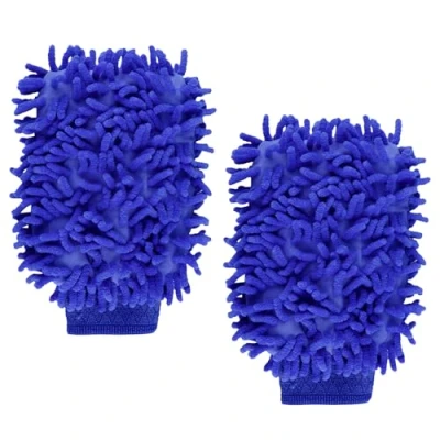 Image of Bojueshaw 2pcs Car Wash Mitt,Scratch Free Noodle Cleaning Mitt,Microfiber Drying Mitts,Reusable Gloves for Home Dusting