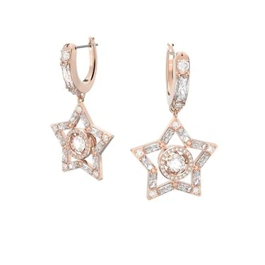 Image of Swarovski Rose Gold Stella Star Huggie Earrings