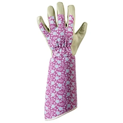 Image of Womens/Ladies Falling Flower Gauntlet Gardening Gloves Floral Print With Extended Cuffs, One Size Medium