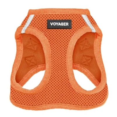 Image of Voyager Step in Air Dog Harness All Weather Mesh, Reflective, No Pull for Small, Medium Dogs, Cats Secure with Hook &amp; Loop Fastener, Buckle, Double D Rings Orange, XS