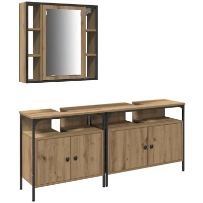 Image of vidaXL 3 Piece Dressing Table Set in Artisan Oak Engineered Wood