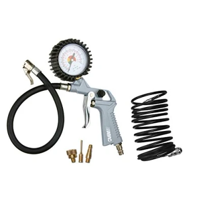 Image of ABAC G 811TI 5 Piece Tyre Inflator Kit, 60 mm Diameter + Spiral Hose 3 Nozzle Attachments