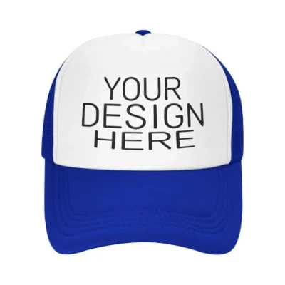 Image of KYZMZBulk Custom Hats Trucker Hat Add Your Logo Picture Text Baseball Cap Blue