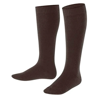 Image of FALKE Unisex Kids Comfort Wool K KH Thick Warm Long Plain 1 Pair Knee High Socks, Brown (Dark 5230), 3 5