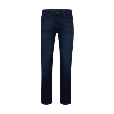 Image of Boss Orange Mens Re.Maine Regular Fit Jeans in Dark Blue Comfort Stretch Denim Size 38W/32L