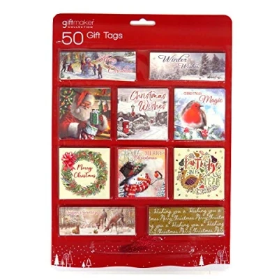 Image of Giftmaker 50 Traditional Gift Tags, Tie on Labels and Metallic Thread