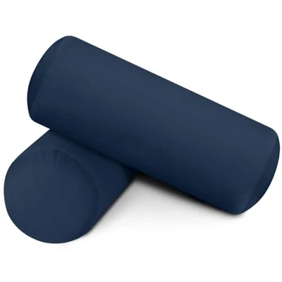 Image of Utopia Bedding Pillow Roll (Pack of 2), 15 x 40 cm (6 16) Support Pillow, Hollowfibre Bolster Cushion (Navy)