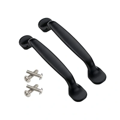 Image of 2 Units Black Cupboard Handles Cabinet Door Drawer Knobs Kitchen Closet Bow Shape Pull Handle (96MM)