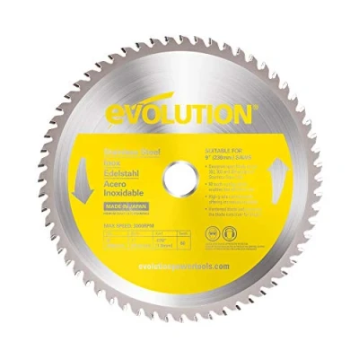 Image of Evolution Power Tools 230BLADESS Stainless Steel Cutting Saw Blade, 9 Inch x 60 Tooth