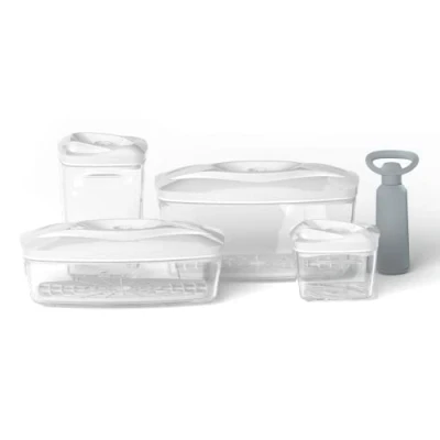 Image of DAFI SeeYoo Vacuum Container Set Includes Pump Food Storage Containers with Lid Meal Prep Boxes of 4 White