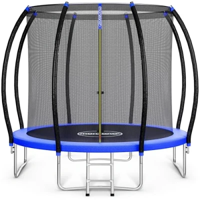 Image of MONZANA® Trampoline 10 FT Diameter 305cm Enclosure Net Safety Kids Ladder Children Toddler Outdoor Netting Weatherproof Heavy Duty Steel Frame