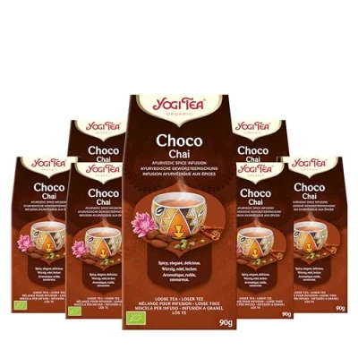 Image of Yogi Tea, Choco Chai, Organic Spice and Herbal Natural Chocolate Taste, Blend of Cocoa, Liquorice Cinnamon, Loose 8 Packs x 90g