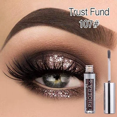 Image of AQUAPURITY PHOERA Magnificent Metals Waterproof Liquid Glitter &amp; Glow Eyeshadow Palette Shimmer Long Lasting Cosmetic Metallic Eye Shadow Pigment Makeup (107 TRUST FUND)