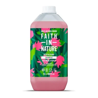 Image of Faith In Nature Natural Dragon Fruit Shampoo, Revitalising for Oily Hair &amp; Scalp, Vegan Cruelty Free, No SLS, Silicones or Parabens, 5L Refill Pack