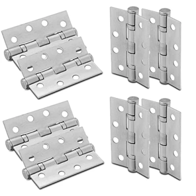 Image of XFORT 4 Inch (100mm) Satin Chrome Ball Bearing Hinges, Steel Door Hinge for Wooden Doors (4 Pairs)