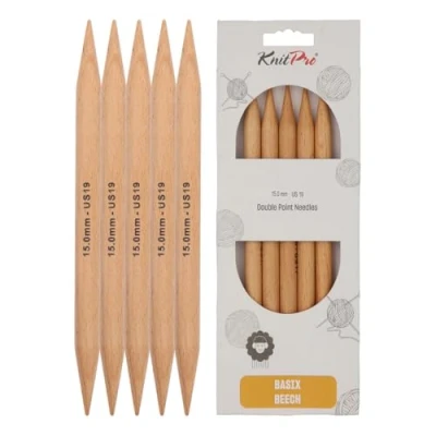 Image of KnitPro KP35128 20 cm x 15 mm Basix Double Pointed Needles, Birch, Braun