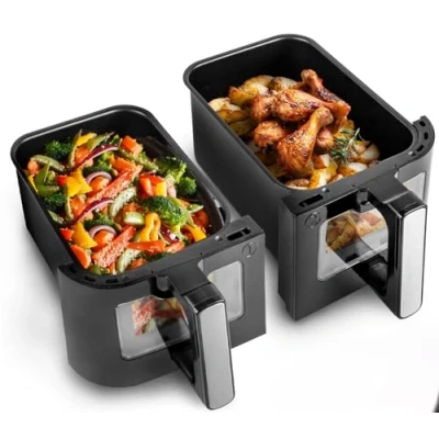Image of Duronic Twin Drawers AFD2, ONLY, 2 x 5L Specifically for The AF24 Air Fryer, Two Cooking Trays with Sync Cook and Finish Dual Zone Fryer