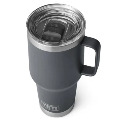 Image of YETI Rambler Travel Mug, Stainless Steel Vacuum Insulated Mug with Stronghold Lid, Charcoal, 30 oz (887 ml)