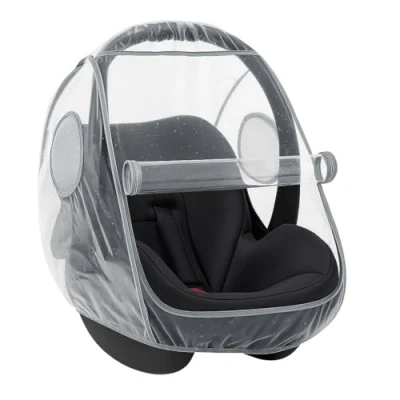 Image of Zamboo Universal Car Seat Rain Cover with Quick Access Zipper Opening (to fit Maxi COSI/Cybex/Graco/Joie/Nuna e.g.) Baby Cover, Dual Side Ventilation, Handle Grey