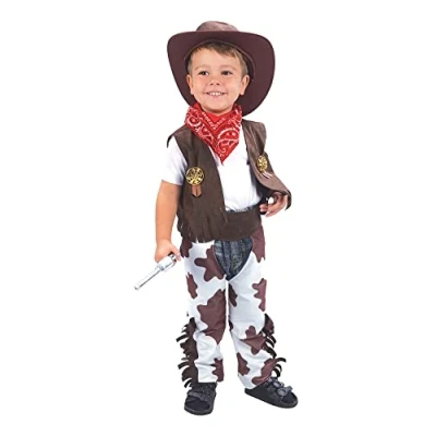 Image of Brown Cowboy Toddler Costume Set Adorable Design, Perfect for Dress Up Parties, Historical, Holidays, Playtime, &amp; Themed Events, 2 3 years
