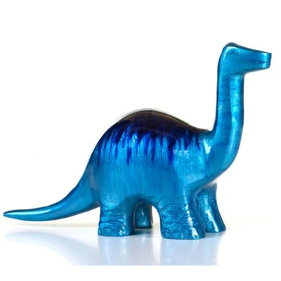 Image of Purity Style Nessie Brontosaurus Diplodocus Recycled Polished Aluminium Dinosaur Ornament Paperweight Statue Blue