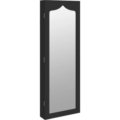 Image of vidaXL Mirror Jewellery Cabinet Wall Mounted Black 37.5x10x106 cm
