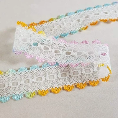 Image of Spectrim Knitting in Eyelet Lace 30 mm Wide Ribbon Sewing for Trimmings Works Home Decoration Gift Wrapping DIY Crafts (White &amp; Summer Mix, 5 Meters)