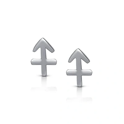 Image of Amberta Women 925 Sterling Silver Zodiac Stud Earrings: Saggitarius