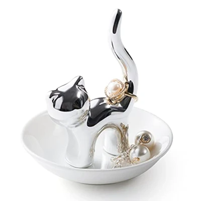 Image of Titanape Cat Ring Holder Lovers Gifts, Birthday Gift for Women Trinket Dish Funny Themed Gifts Girls Her, Bridesmaid Wedding Engagement Valentine Christmas