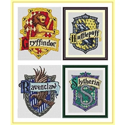 Image of Badge Counted Cross Stitch Kits 17x21 cm Each, 14ct Egyptian Cotton Floss,