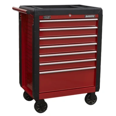 Image of Sealey Superline Pro Rollcab 7 Drawer with Ball Bearing Slides in Red