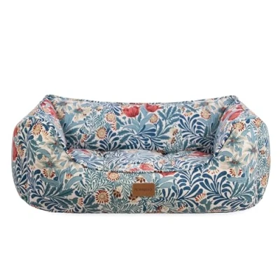 Image of Rosewood x Morris &amp; Co. Bower Berry Box Bed for Dogs, Medium Dog Bed, Blue, Padded Sides, Non Slip Base, Washable, Luxury William Print