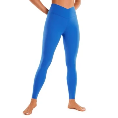 Image of CRZ Yoga Womens Butterluxe Cross Waist 28&#039;&#039; Workout Leggings V High Waisted Gym Soft Sparkle Blue 10