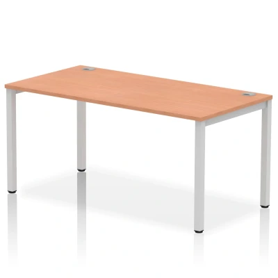 Image of Impulse Bench Single Row 1600 Silver Frame Office Desk Beech