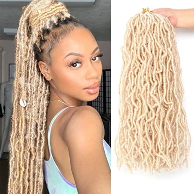 Image of 18 Inch Faux Locs Crochet Hair Extensions for Black Women Soft Braids Braiding Extension (18Inch (Pack of 7), #613)