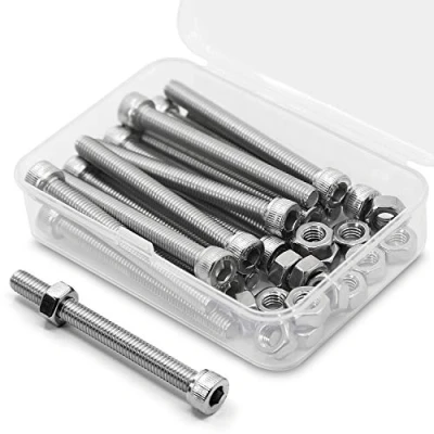 Image of M6 1.0 x 60mm 15PCS Socket Head Cap Screws Bolts and Nuts Set 304 Stainless Steel 18 8 Allen Drive