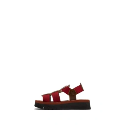 Image of Fly London Women&#039;s SAMB245FLY Sandal, Camel/dk. Red/Brick, 4 UK