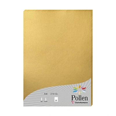 Image of Clairefontaine Ref 24390C Pollen Coloured Paper (Pack of 25 Sheets) A4 (210 x 297mm), 210gsm Paper, Inkjet &amp; Laser Printer Compatible, Acid Free Gold