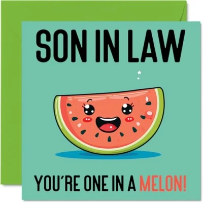 Image of Birthday Cards for Son in law One A Melon Funny Happy Card from Mum Dad Law, Gifts, 145mm x Joke Greeting Men Him