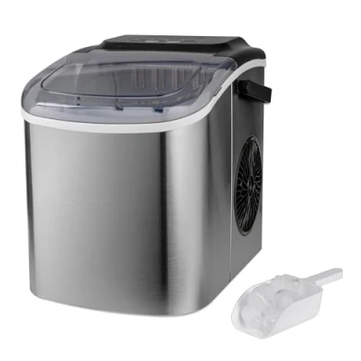 Image of Daewoo 12KG Ice Maker Portable With Handle, 9 Bullet Cubes In 6 Minutes 2 Size Options, 24Hrs, Self Cleaning, Scoop And Basket Included, For Bar, Home, Office