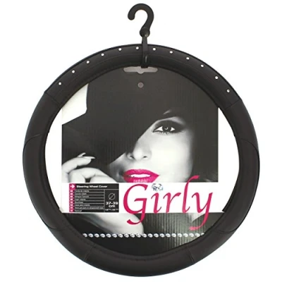 Image of CAR+ FVP125B Steering Wheel Cover with Diamonds, Black