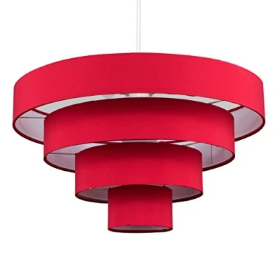 Image of MiniSun Modern 4 Tier Red Fabric Ceiling Pendant Light Shade