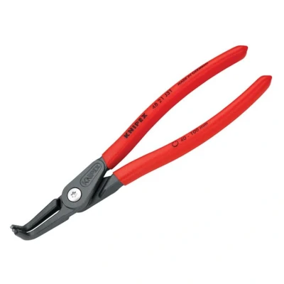 Image of Knipex Precision Circlip Pliers for internal circlips in bore holes grey atramentized, with non slip plastic coating 210 mm (self service card/blister) 48 21 J31 SB