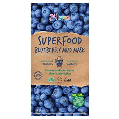 Image of 7th Heaven Superfood Blueberry Mud Face Mask with Refreshing Raspberry and Anti oxidant to Soothe Hydrate Skin Ideal for All Types