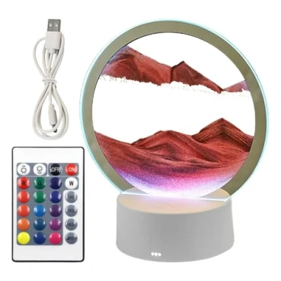 Image of Ceolup Moving Sand Art Table Lamp Picture 3D Quicksand with USB Charging Flowing Frame Desktop Bookshelves Home Decoration