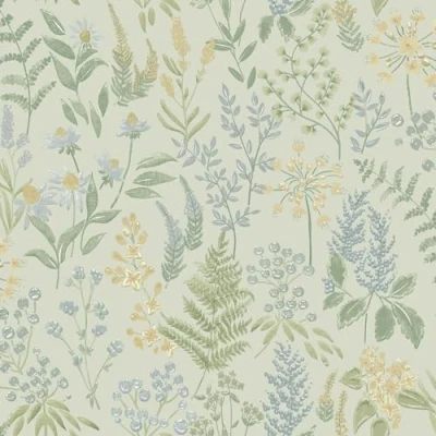 Image of Rural Paradise Floral Spring Wallpaper Blue Cream Green Holden 13662
