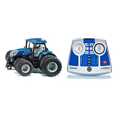Image of siku 6739, New Holland T7.315 Tractor, 1:32, Blue, Metal/Plastic, remote controlled, Incl. Bluetooth Control module, With removable double tyres, via app possible
