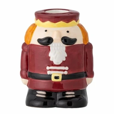 Image of Bloomingville Feast Candle Holder in Shape of a Nutcracker Red Stoneware, Height: 9 cm