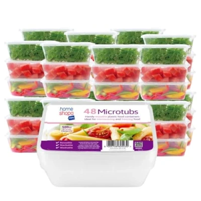 Image of HOMESHOPA Plastic Food Storage Containers, 500ml Rectangular Microwave Clear Container with Lids, BPA Free Stackable Airtight Reusable, Dishwasher &amp; Freezer Safe, Meal Prep Takeaway Tubs (30)