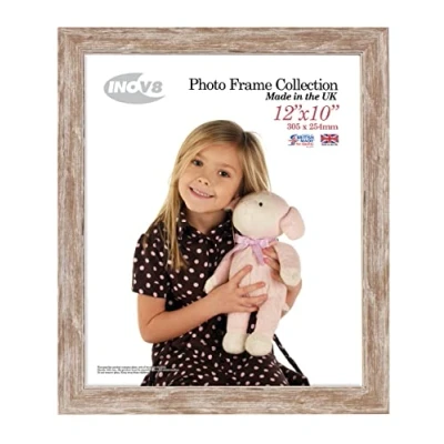 Image of Inov8 British Made Traditional Picture/Photo Frame, 12x10 inch, Small Washed Walnut